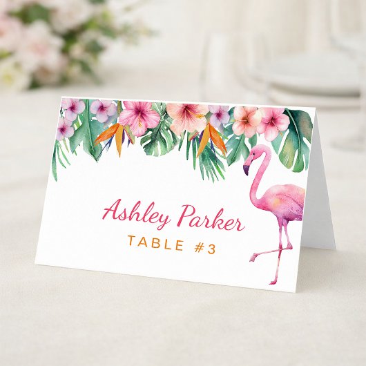Tropical Flamingo Baby Shower Guest Table Card Tischnummer