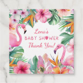 Tropical Flamingo Baby Showmarke Geschenkanhänger (Vorderseite)