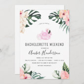Tropical Flamingo Bachelorette Itinerary Einladung (Vorne/Hinten)