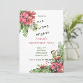 Tropical Flamingo Bachelorette Weekend Pary Einladung (Stehend Vorderseite)