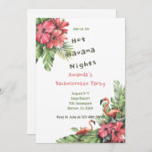 Tropical Flamingo Bachelorette Weekend Pary Einladung (Vorne/Hinten)