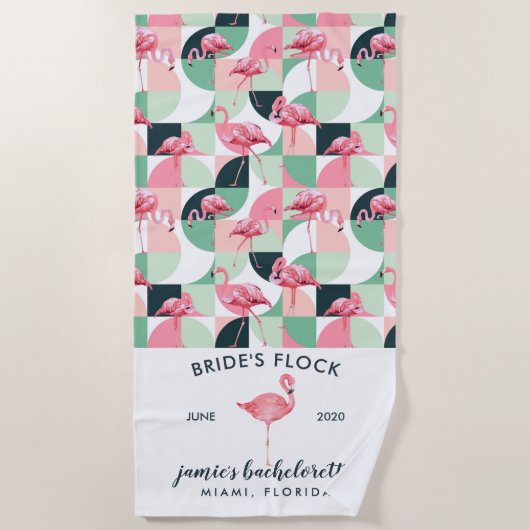 Tropical Flamingo Bachelorette Weekend Strandtuch (Vorderseite)