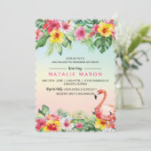 Tropical Flamingo Bachelorette Wochenende Einladun Einladung (Stehend Vorderseite)