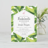 Tropical Flamingo Bachelorette Wochenende Itinerar Einladung (Stehend Vorderseite)