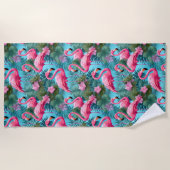 Tropical Flamingo Beach Handtuch (Vorderseite)