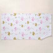 Tropical Flamingo Beach Handtuch (Vorderseite)