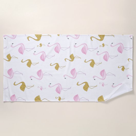 Tropical Flamingo Beach Handtuch (Vorderseite)