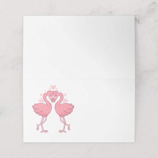 Tropical Flamingo Beach Pink Wedding Escort Platzkarte (Außenseite Aufgefaltet)