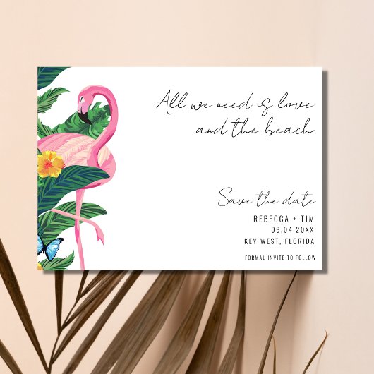 Tropical Flamingo Beach Wedding Foto Save The Date