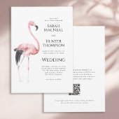 Tropical Flamingo Beach Wedding QR code Einladung