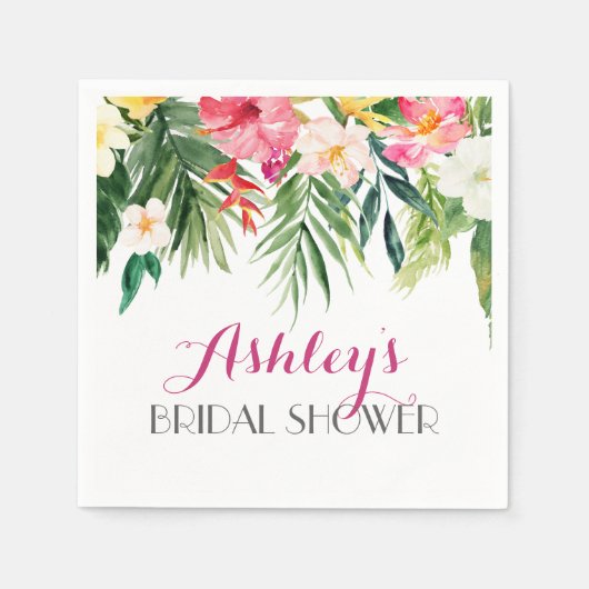 Tropical Flamingo Beautiful Floral Napkins gelb Serviette (Vorderseite)