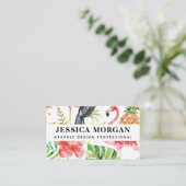 Tropical Flamingo Beruflich Business Cards Visitenkarte (Stehend Vorderseite)