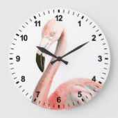 Tropical Flamingo Bird Große Wanduhr (Vorderseite)