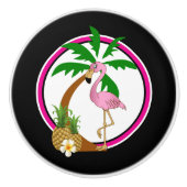 Tropical Flamingo Bird Keramikknauf (Vorderseite)