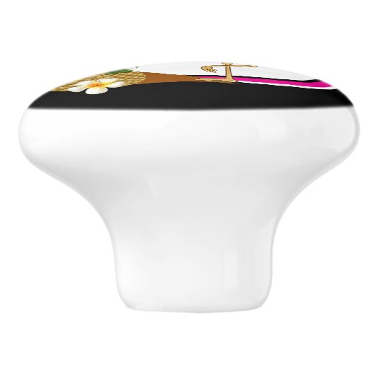 Tropical Flamingo Bird Keramikknauf (Seitenansicht)