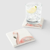 Tropical Flamingo Bird Steinuntersetzer (Seitenansicht)