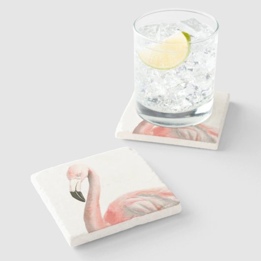 Tropical Flamingo Bird Steinuntersetzer (Seitenansicht)