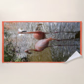 Tropical Flamingo Birds Beach Handtuch (Vorderseite)