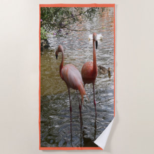 Tropical Flamingo Birds Beach Handtuch