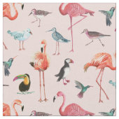 Tropical Flamingo Birds | Stoff (Nahaufnahme)