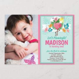 Tropical Flamingo Birthday Foto Einladung