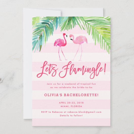 Tropical Flamingo Birthday oder Bachelorette Invit Einladung (Vorderseite)
