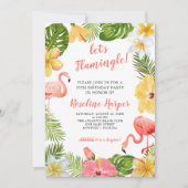 Tropical Flamingo Birthday Party Einladung (Vorderseite)