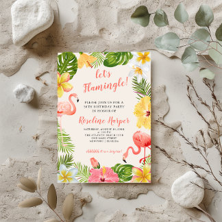 Tropical Flamingo Birthday Party Einladung