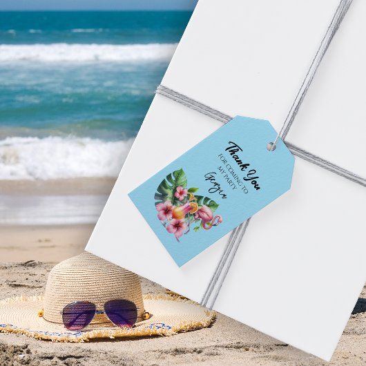 Tropical Flamingo Birthday Party Geschenkanhänger