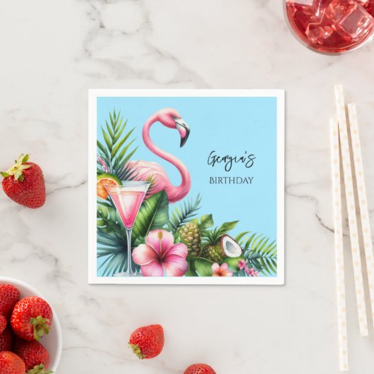 Tropical Flamingo Birthday Party Serviette (Beispiel)