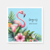 Tropical Flamingo Birthday Party Serviette (Vorderseite)
