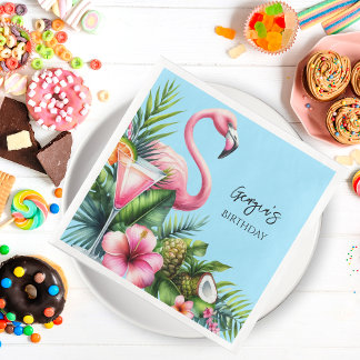 Tropical Flamingo Birthday Party Serviette