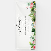 Tropical Flamingo Blätter Script Wedding Willkomme Banner (Vertikal)