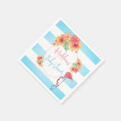 Tropical Flamingo Blue Stripe Baby Dusche Serviette (Ecke)