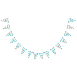Tropical Flamingo Blue Stripe Baby Dusche Wimpelkette