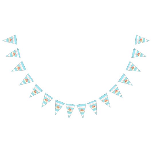 Tropical Flamingo Blue Stripe Baby Dusche Wimpelkette (Alle)