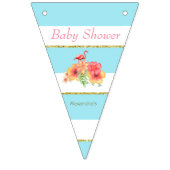 Tropical Flamingo Blue Stripe Baby Dusche Wimpelkette (Erste Fahne)
