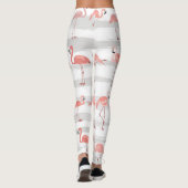 Tropical Flamingo Blue Stripes Muster Leggings (Rückseite)
