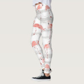 Tropical Flamingo Blue Stripes Muster Leggings (Links)