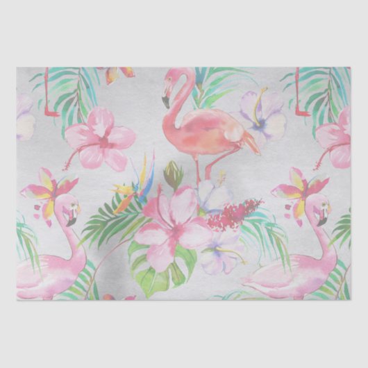 Tropical Flamingo Botanical Baby Dusche Seidenpapier (Vorderseite)