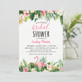 Tropical Flamingo Bridal Dusche Einladungskarte Einladung (Stehend Vorderseite)