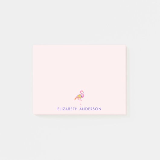 Tropical Flamingo Bright Neon Personalisiert Post-it Klebezettel (Vorderseite)