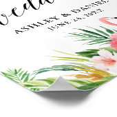 Tropical Flamingo Calligraphy Wedding Willkommen Poster (Ecke)