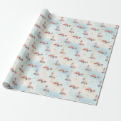 Tropical Flamingo Christmas Beach Geschenkpapier (Ungerollt)