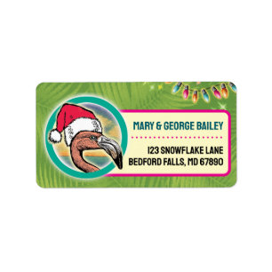Tropical Flamingo Christmas Card Address Labels Adressaufkleber