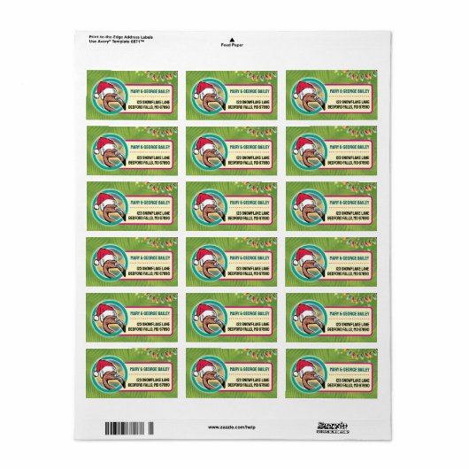 Tropical Flamingo Christmas Card Address Labels Adressaufkleber (Vorne)