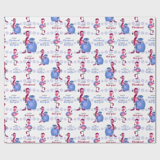 Tropical Flamingo Christmas Geschenkpapier (Flach)