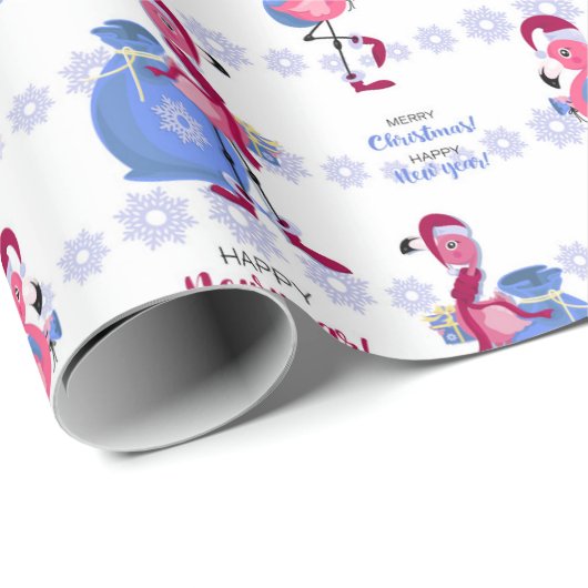 Tropical Flamingo Christmas Geschenkpapier (Rolleneckpunkt)