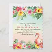 Tropical Flamingo Couples Dusche Einladung (Vorderseite)