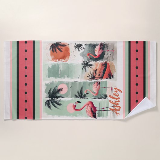 Tropical Flamingo Escape Strandtuch (Vorderseite)